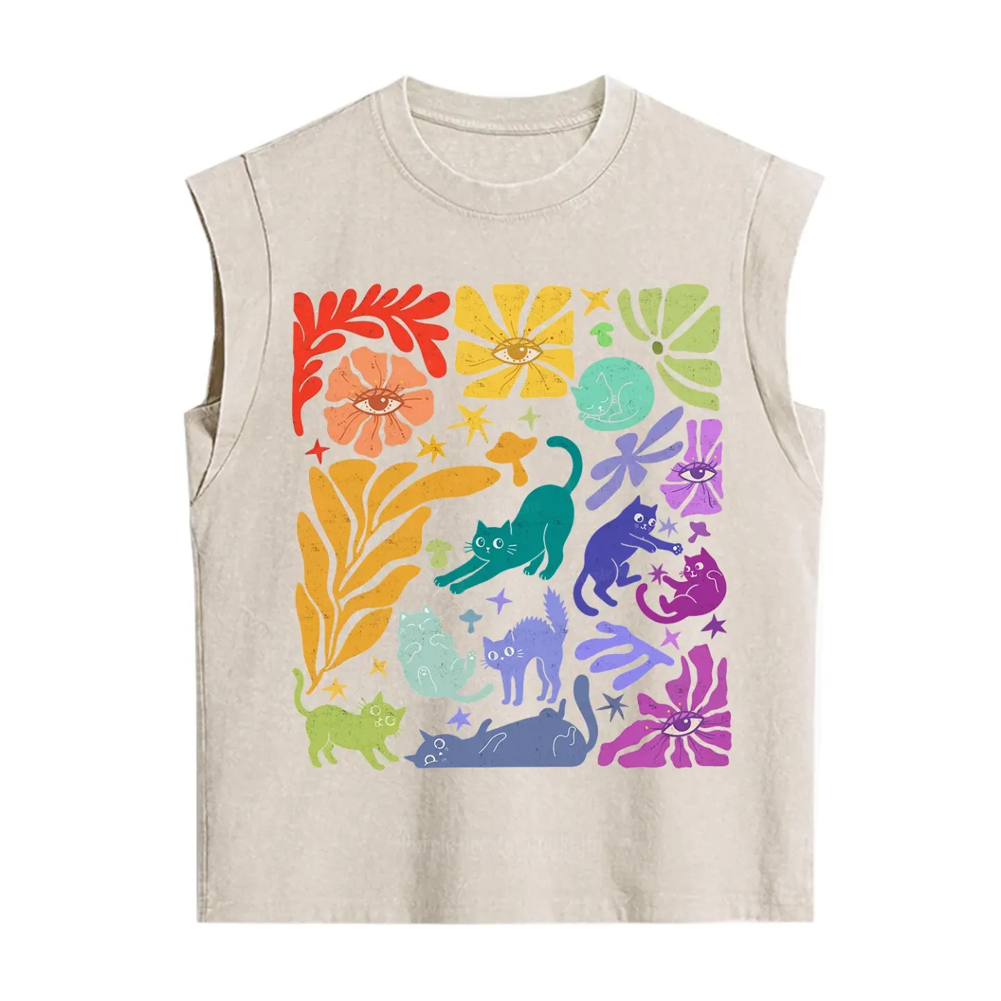 Purplehecate Rainbow Pride Cats Vintage Washed Tank