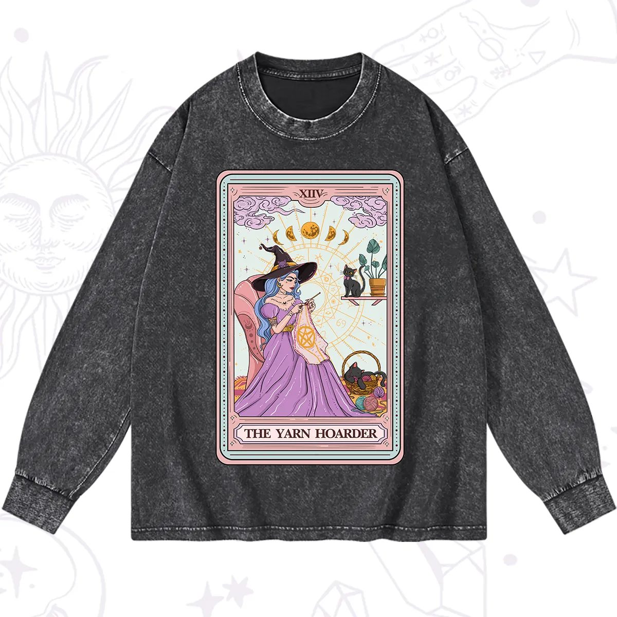 Purplehecate The Yarn Hoarder Tarot Washed Long Sleeve Shirt