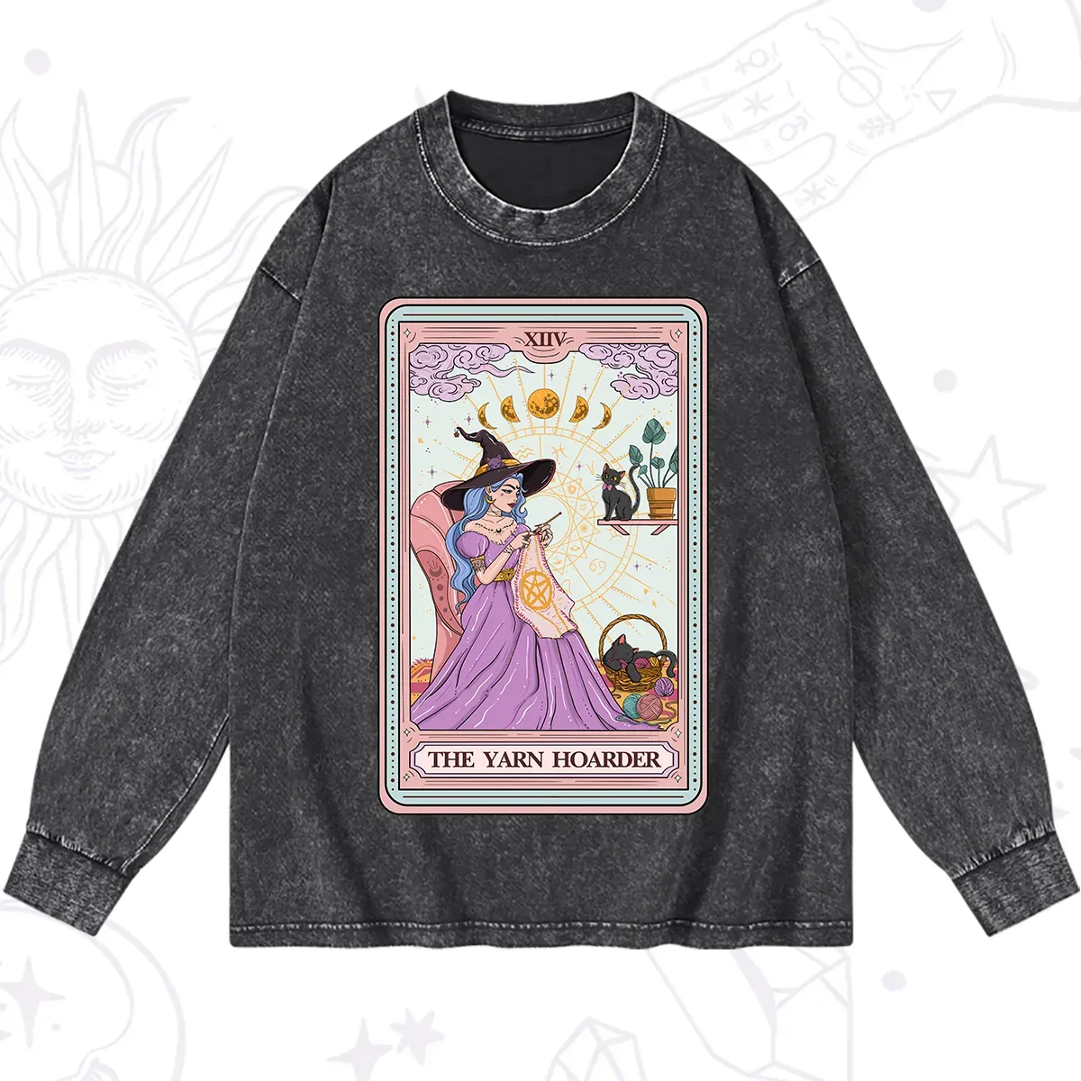 Purplehecate The Yarn Hoarder Tarot Washed Long Sleeve Shirt