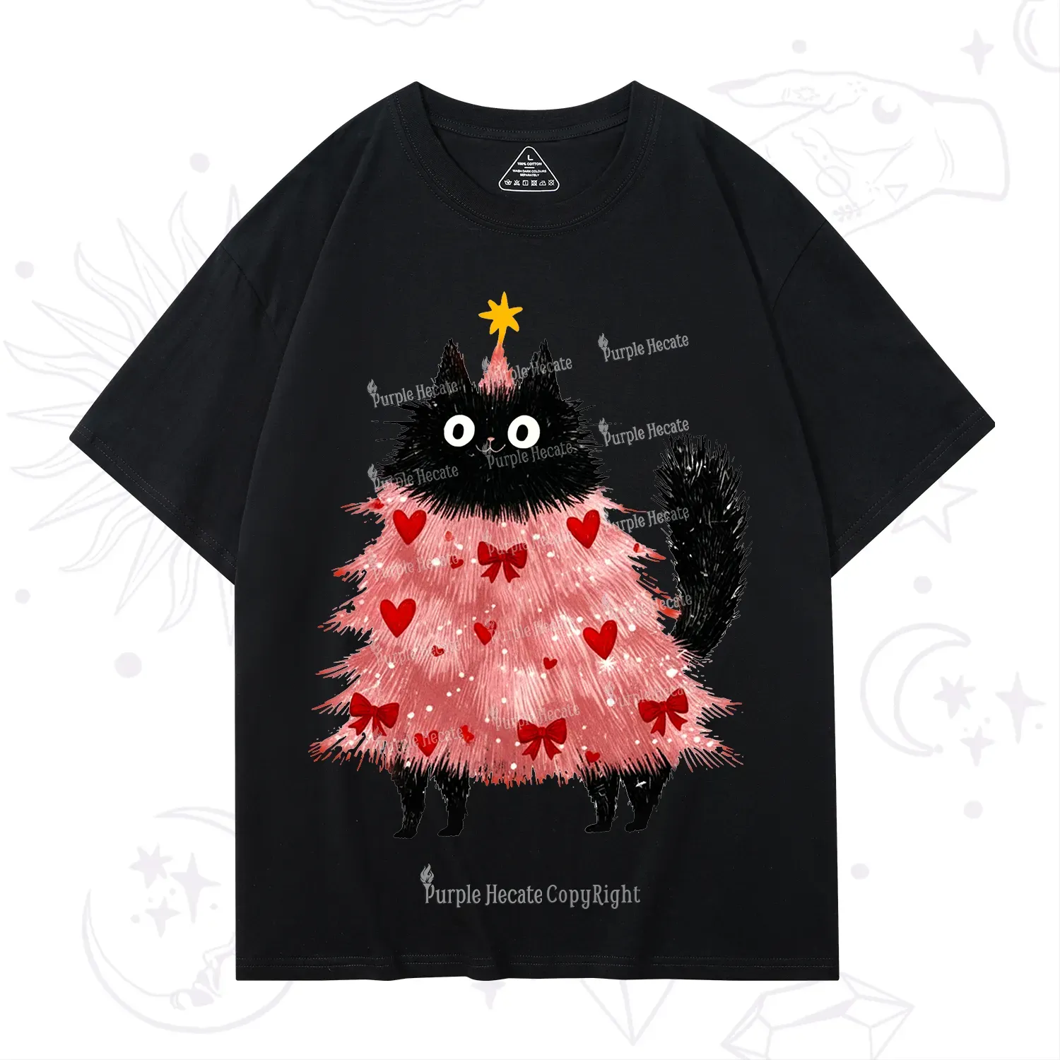 Purplehecate Funny Black Cat in Tree Valentine T-Shirt