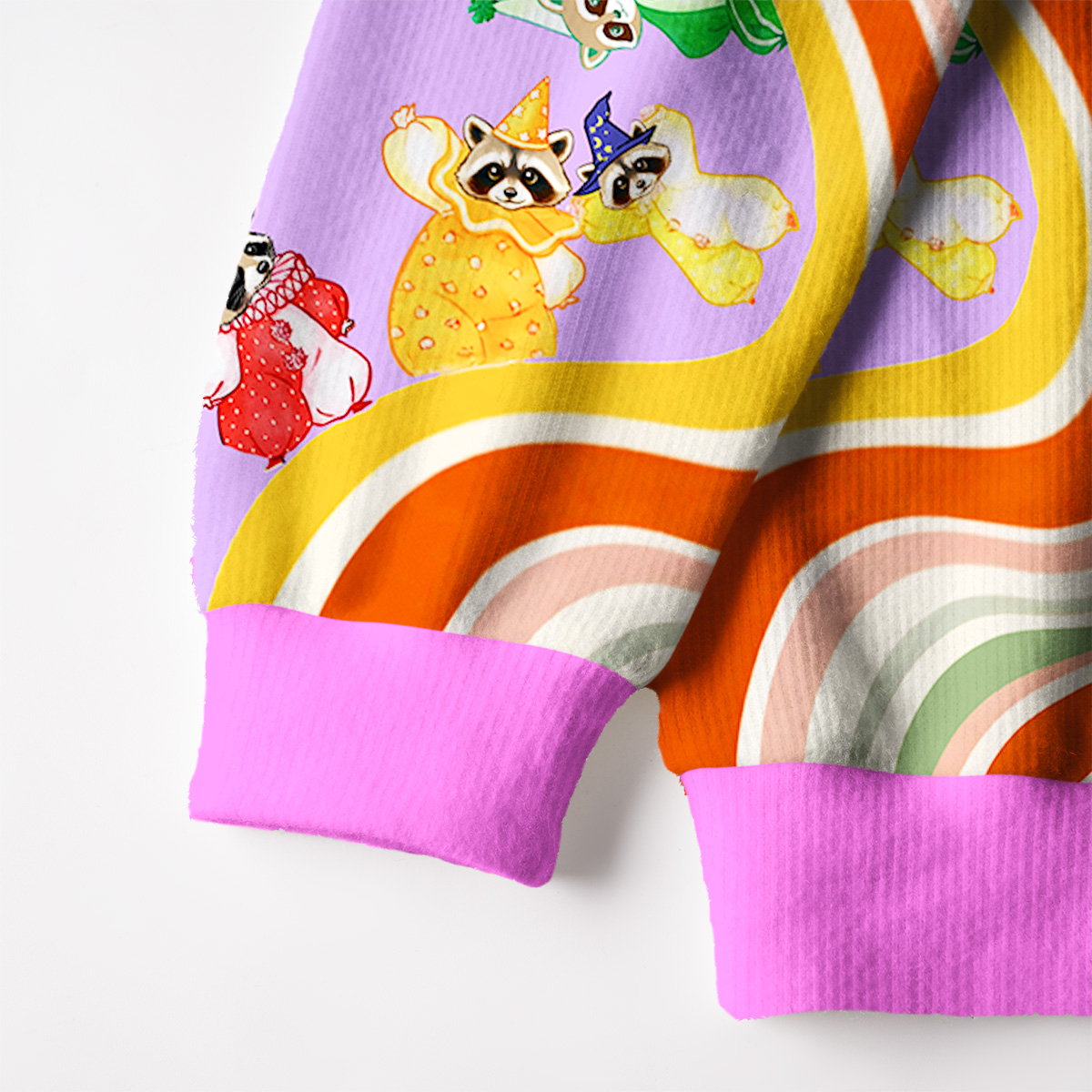 Purplehecate Rainbow Raccoon Star Fuzzy Ugly Sweatshirt