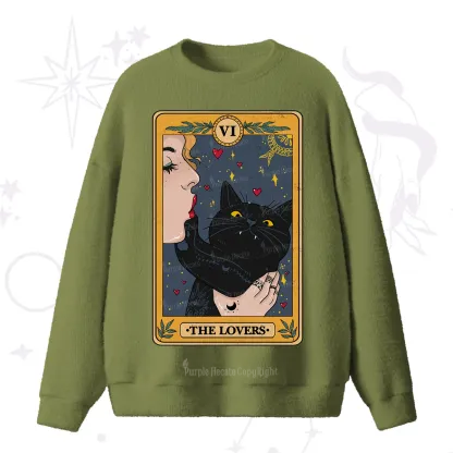 Purplehecate The Lovers Cat Tarot Fuzzy Ugly Sweater