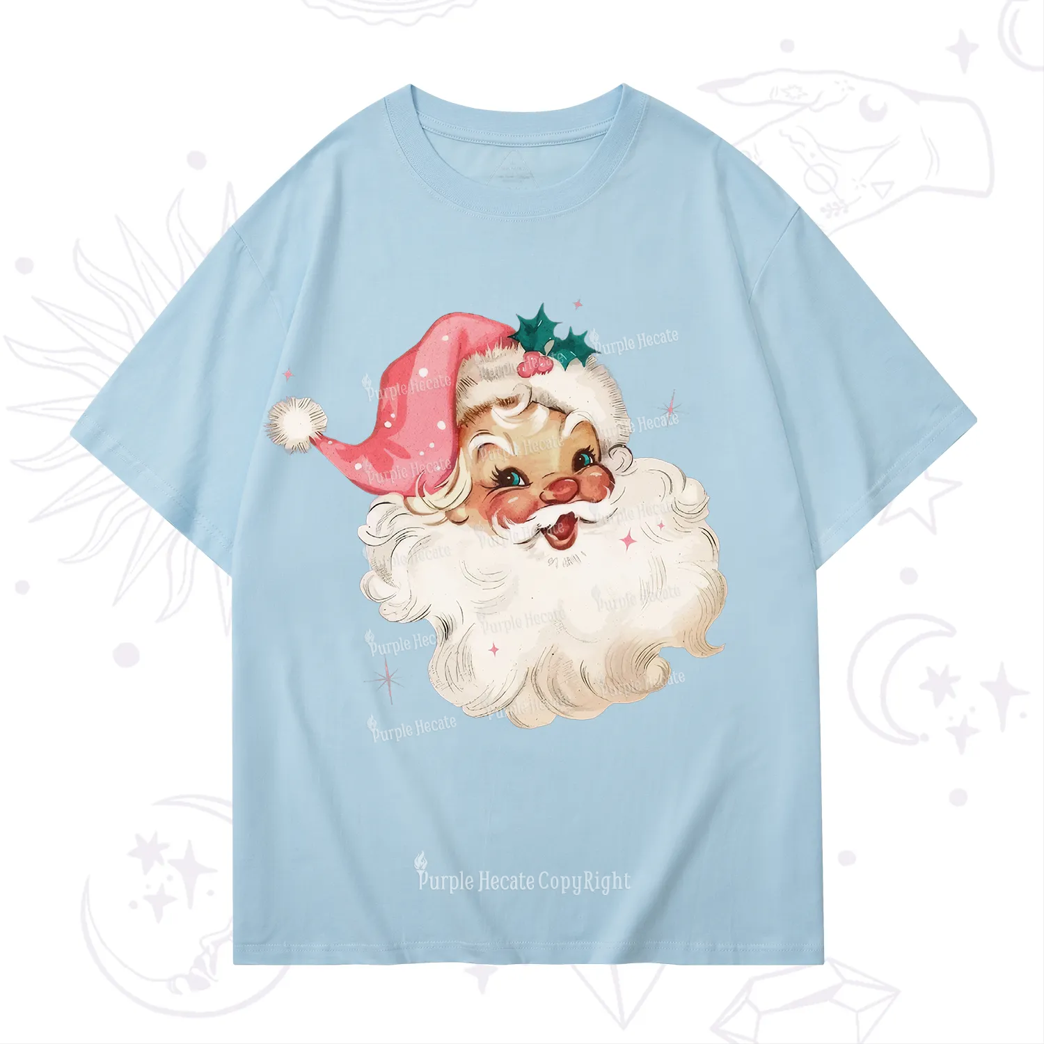 Purplehecate Pink Santa Christmas T-Shirt