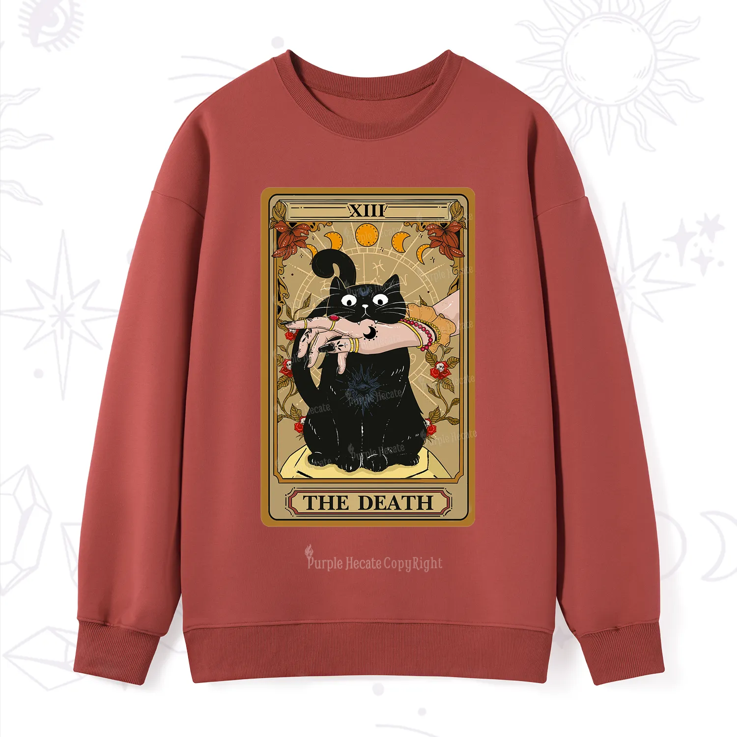 Purplehecate The Death Tarot Black Cat Sweatshirt