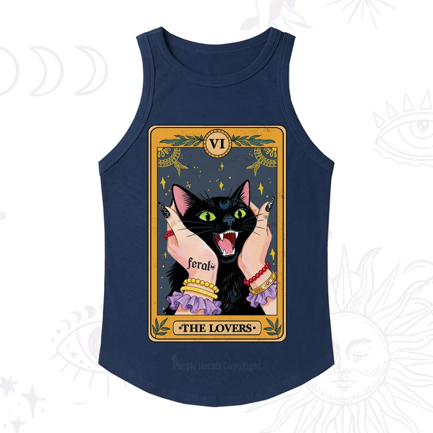Purplehecate The Lovers Tarot Feral Cat Racerback Tank Top