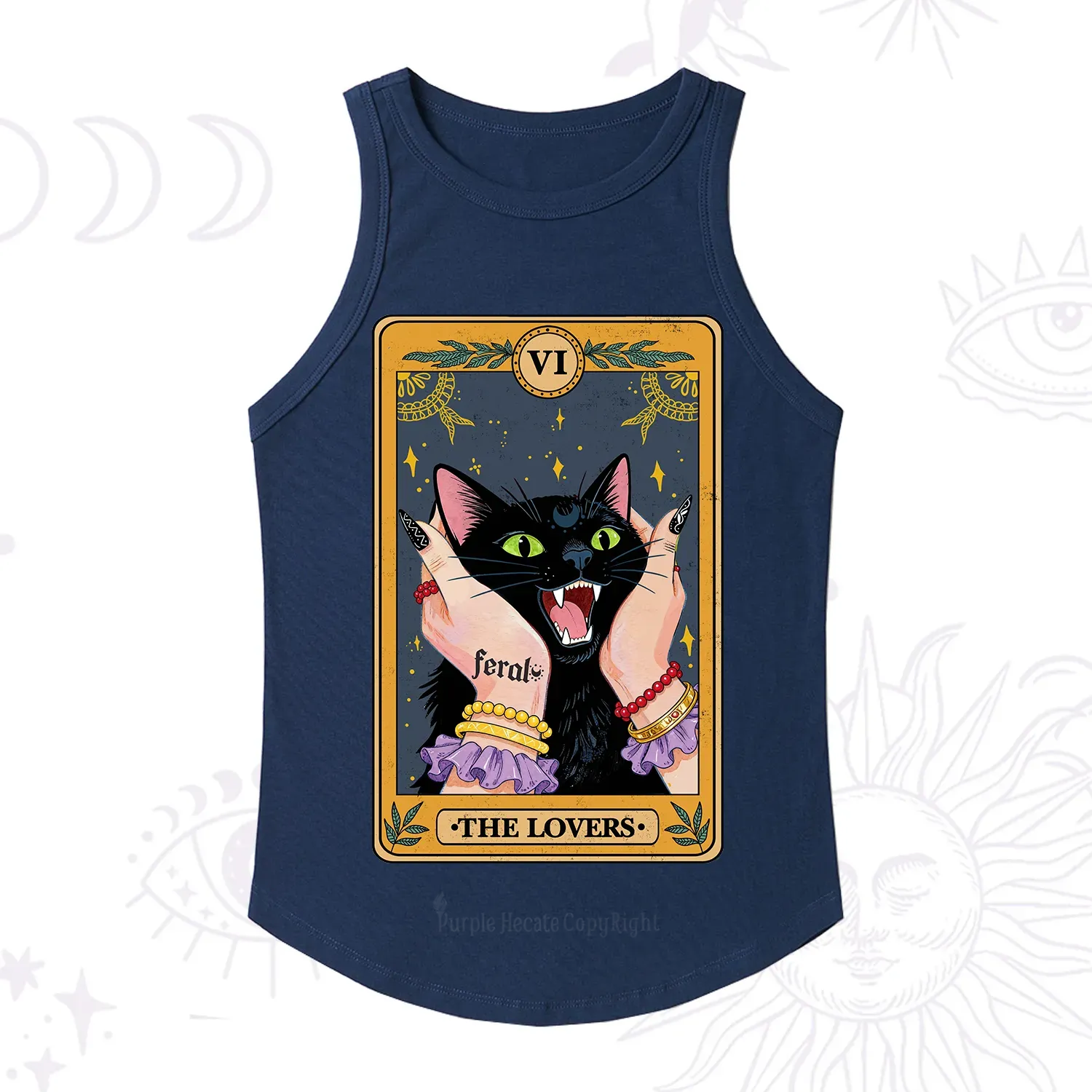 Purplehecate The Lovers Tarot Feral Cat Racerback Tank Top