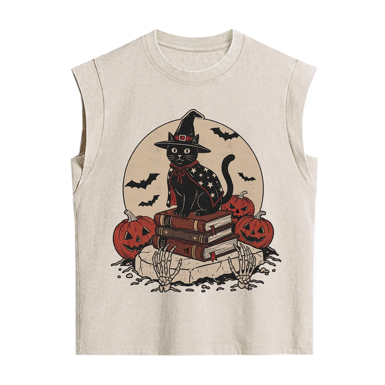 Purplehecate Autumn Preparations Pumpkin Skeleton Vintage Washed Tank