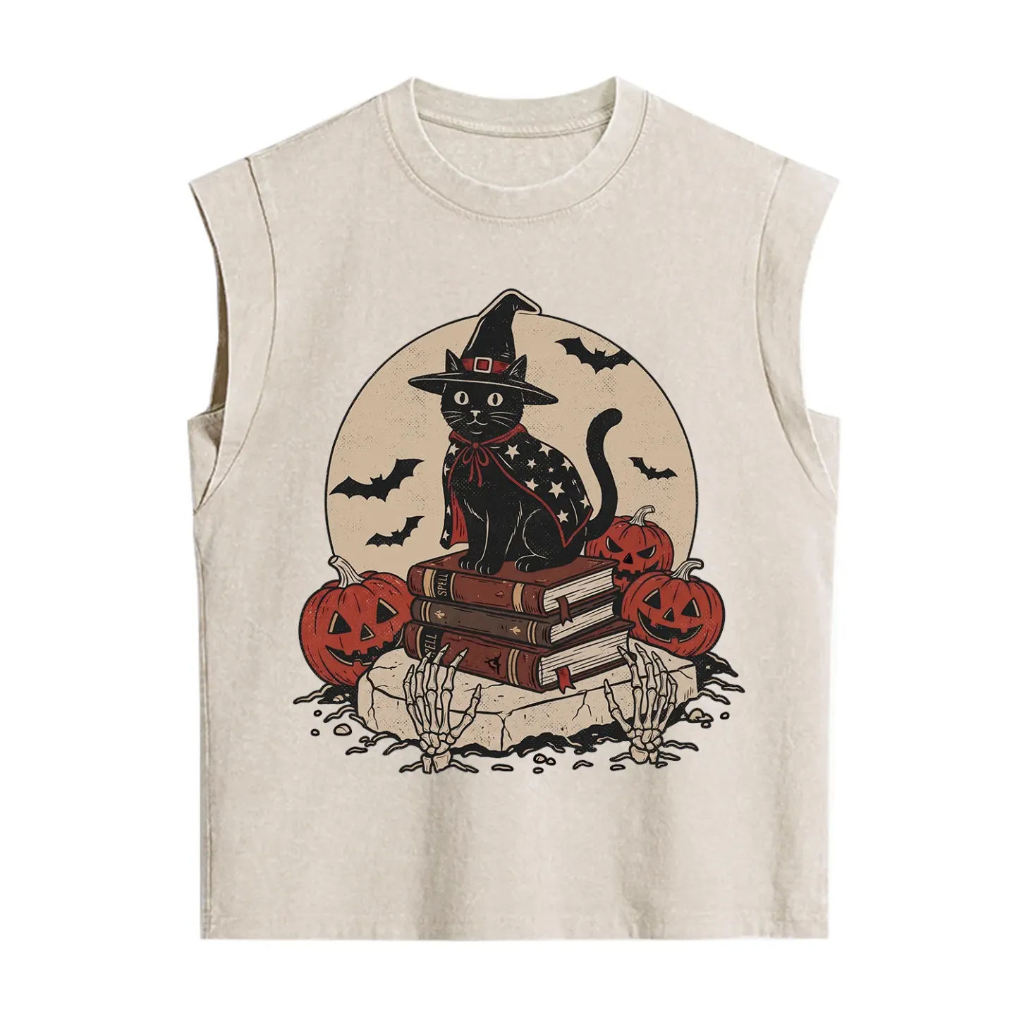 Purplehecate Autumn Preparations Pumpkin Skeleton Vintage Washed Tank