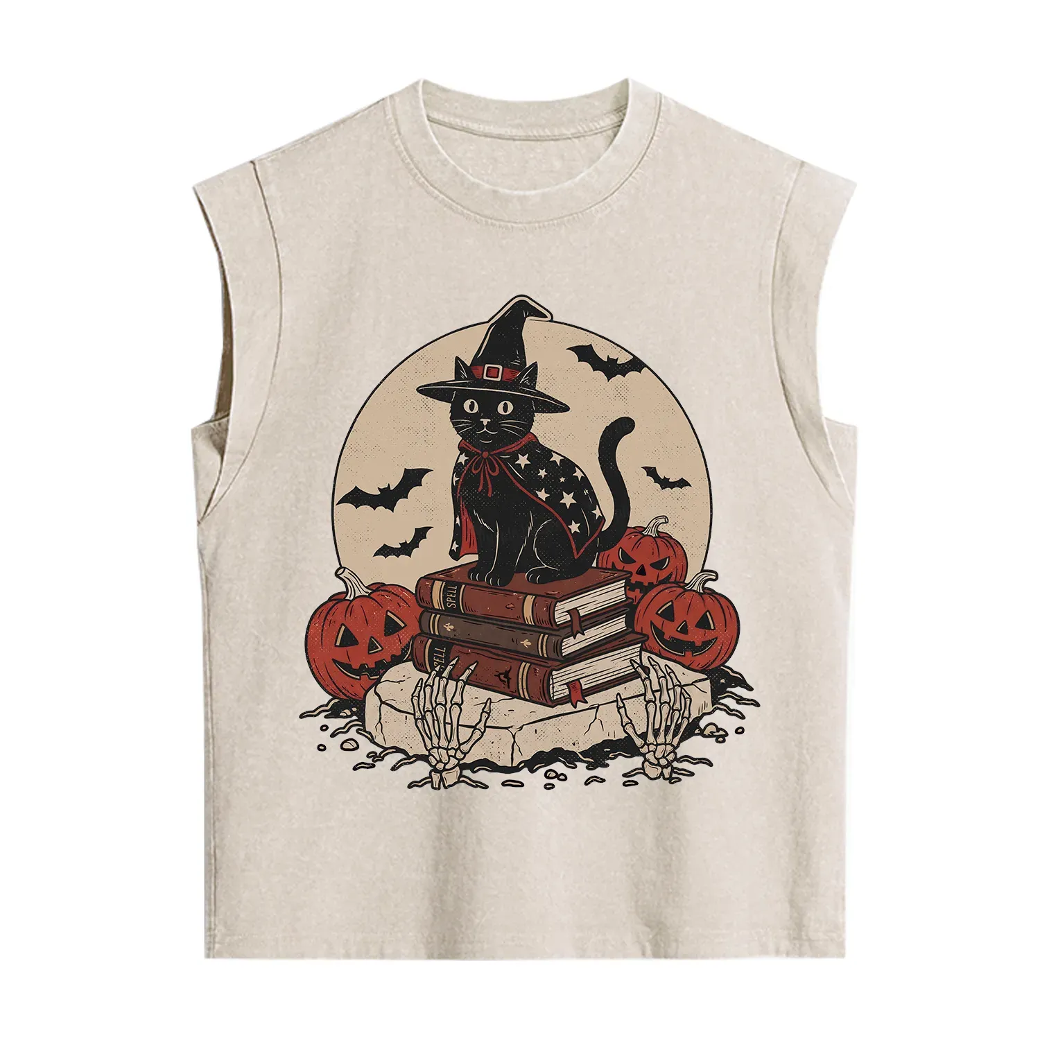 Purplehecate Autumn Preparations Pumpkin Skeleton Vintage Washed Tank