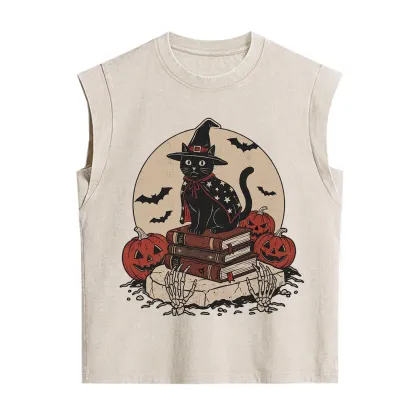 Purplehecate Autumn Preparations Pumpkin Skeleton Vintage Washed Tank