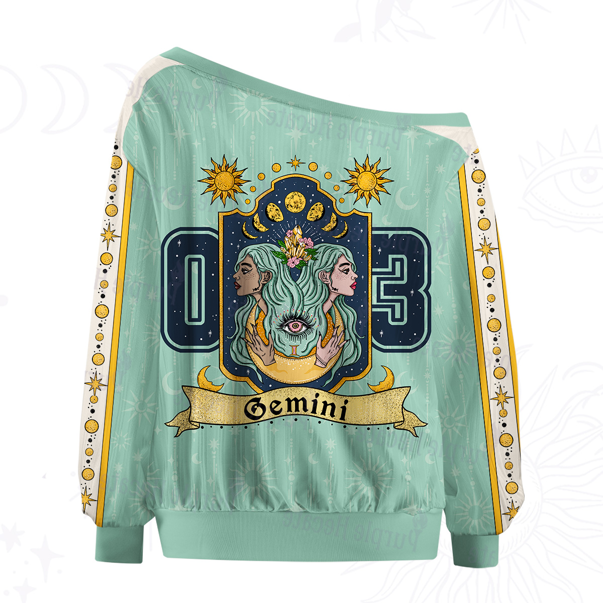 Purplehecate Gemini Zodiac Off The Shoulder Graphic Jersey
