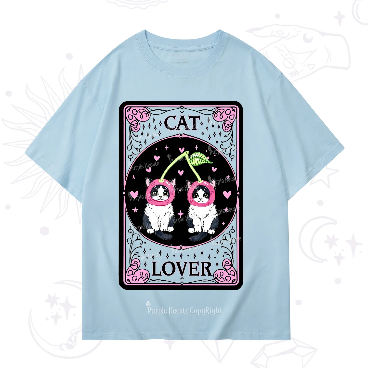 Purplehecate The Lovers Cherry Cat Tarot T-Shirt