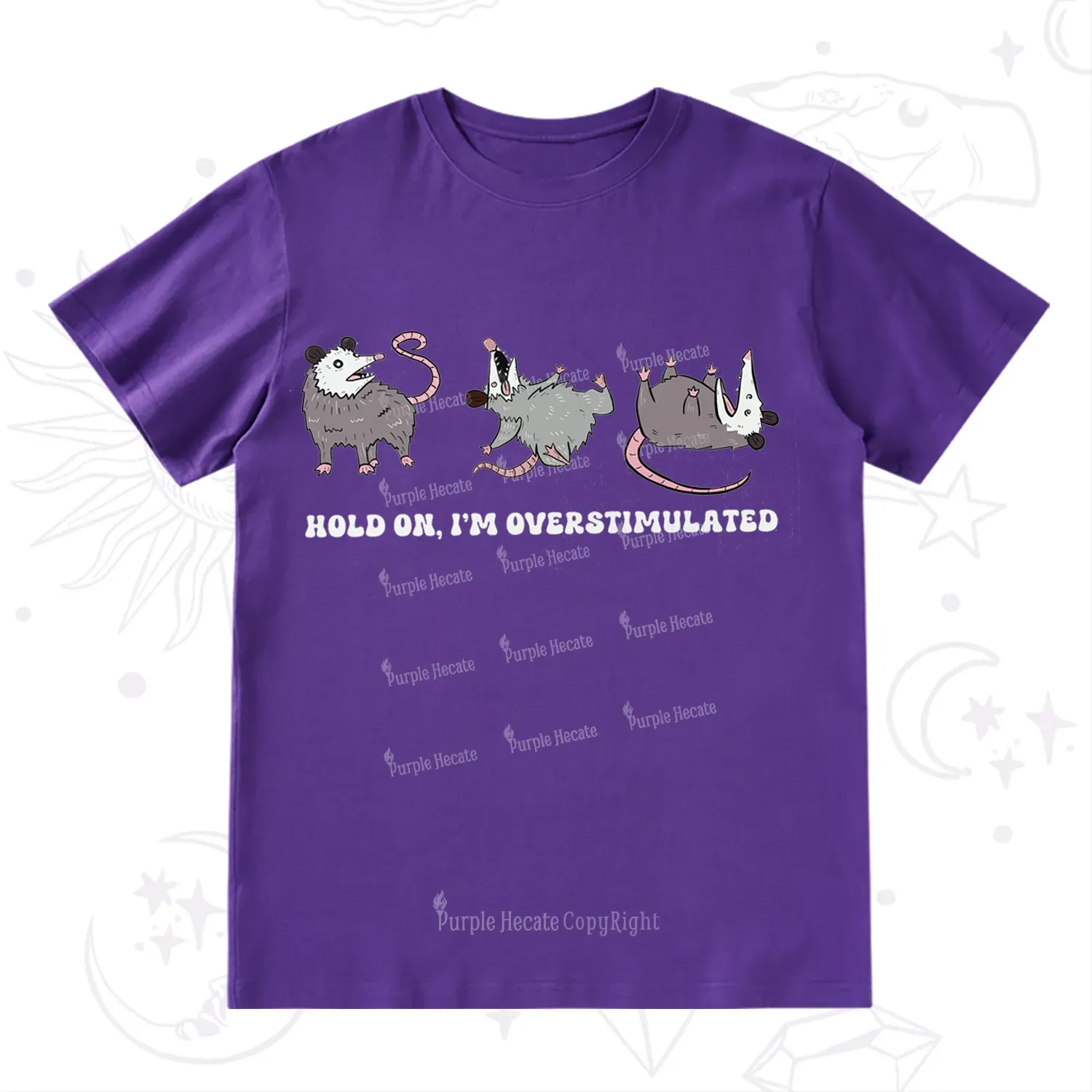 Purplehecate Hold On I'm Overstimulated T-Shirt
