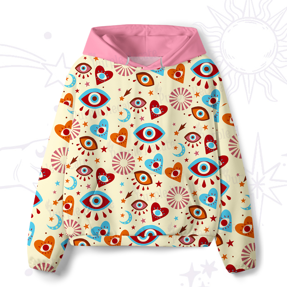 Purplehecate Protective Evil Eye Amulet All-Over Print Hoodie