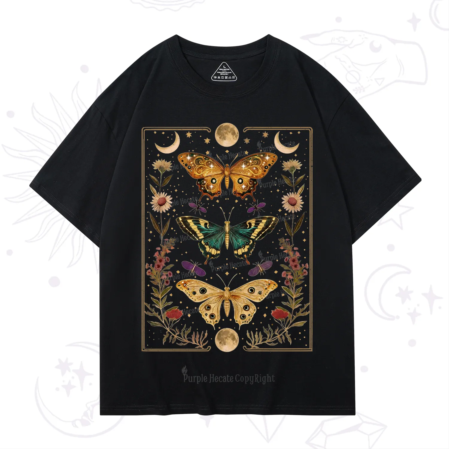 Purplehecate Sun and Moon Butterfly T-Shirt