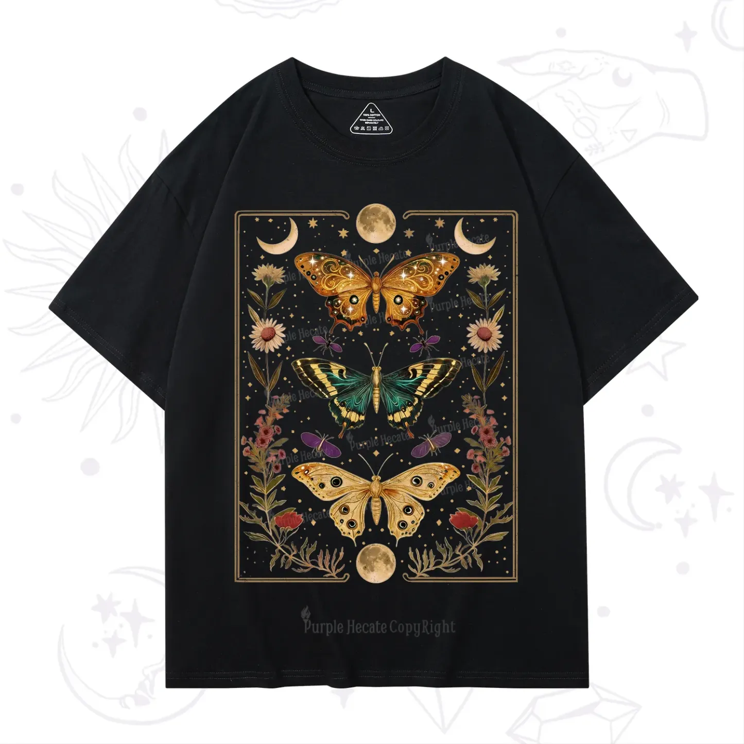Purplehecate Sun and Moon Butterfly T-Shirt