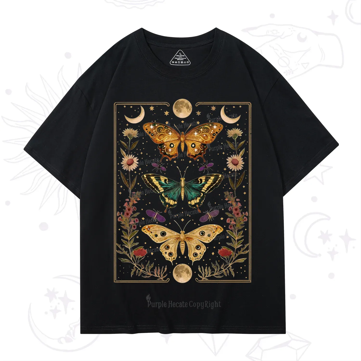 Purplehecate Sun and Moon Butterfly T-Shirt