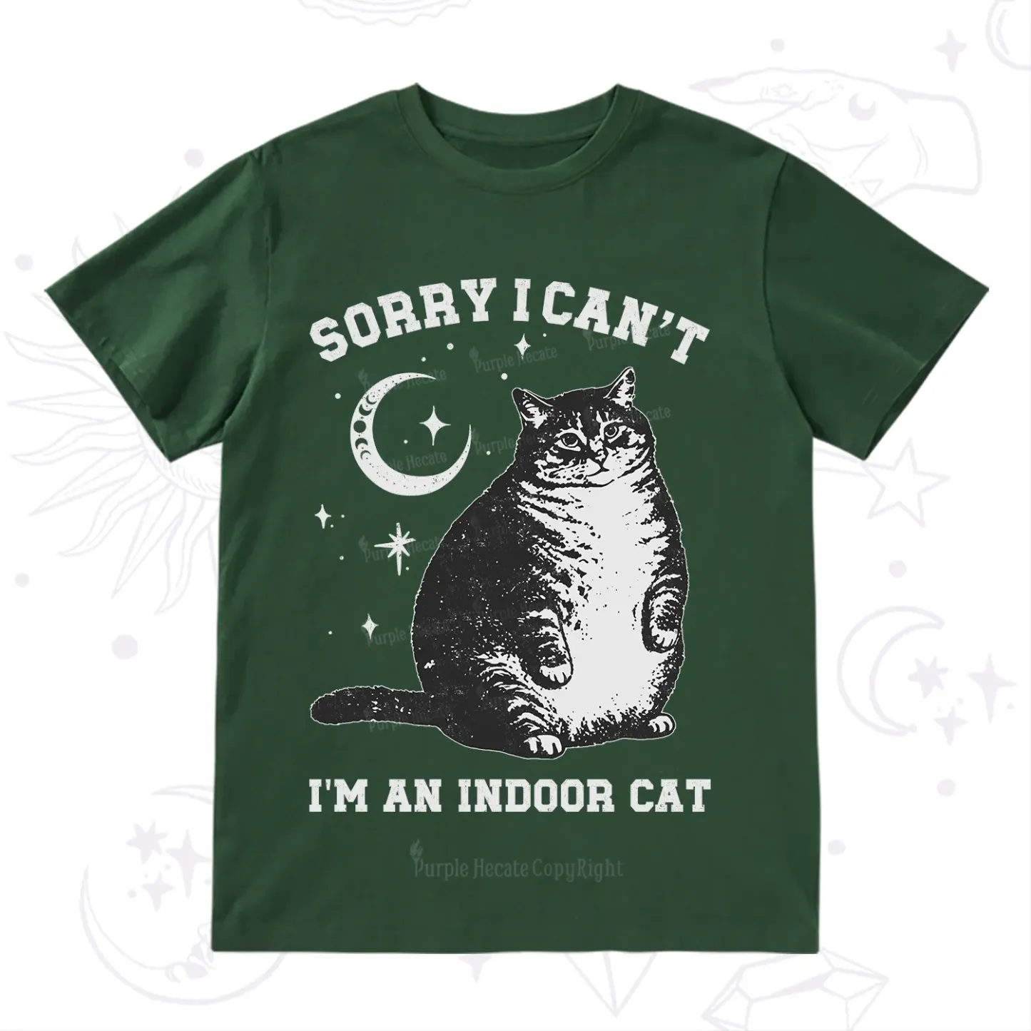 Purplehecate Sorry I Can't Go I'm an Indoor Cat T-Shirt
