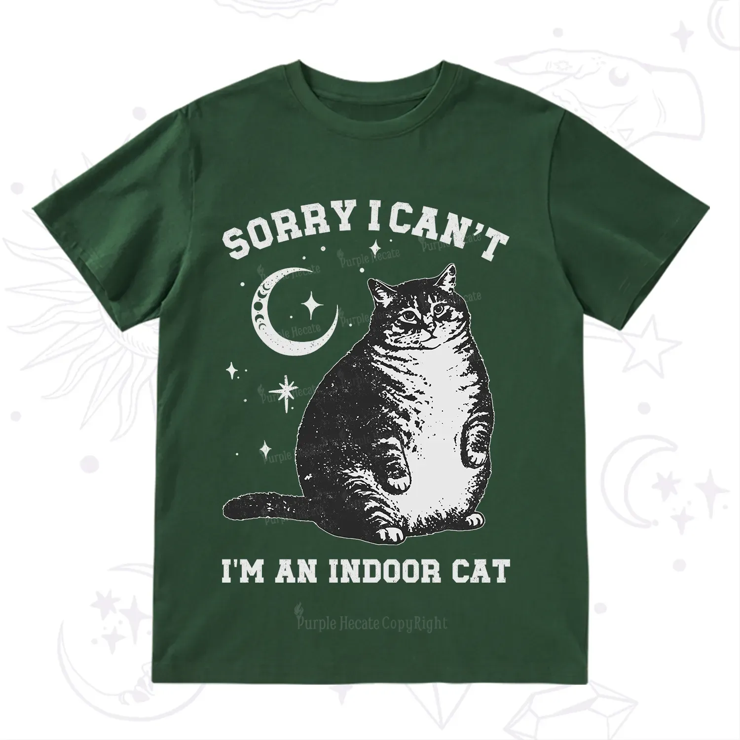 Purplehecate Sorry I Can't Go I'm an Indoor Cat T-Shirt
