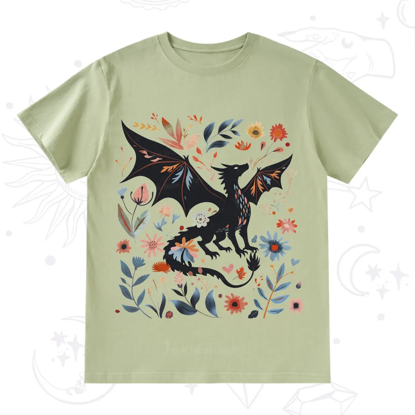 Purplehecate Vintage Fantasy Wyvern Bookish T-Shirt