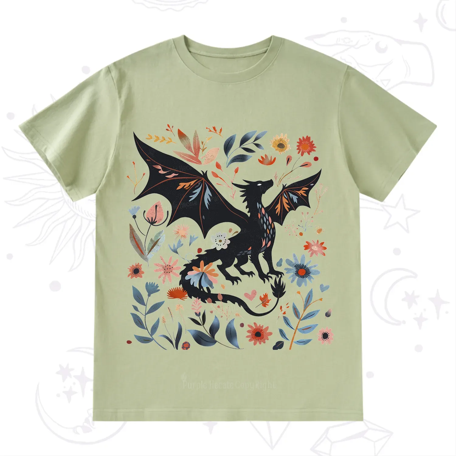 Purplehecate Vintage Fantasy Wyvern Bookish T-Shirt