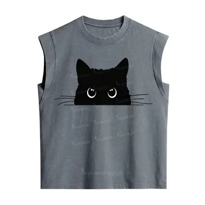 Purplehecate Black Cat Vintage Washed Tank