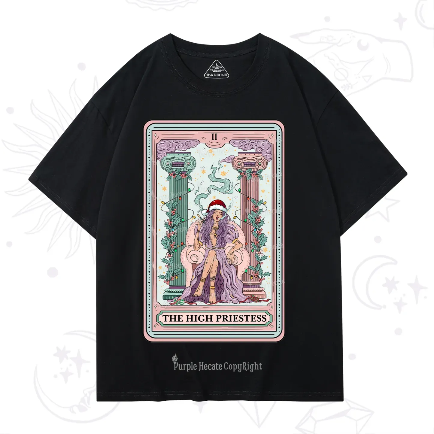 Purplehecate The High Priestess Tarot Card Christmas T-Shirt