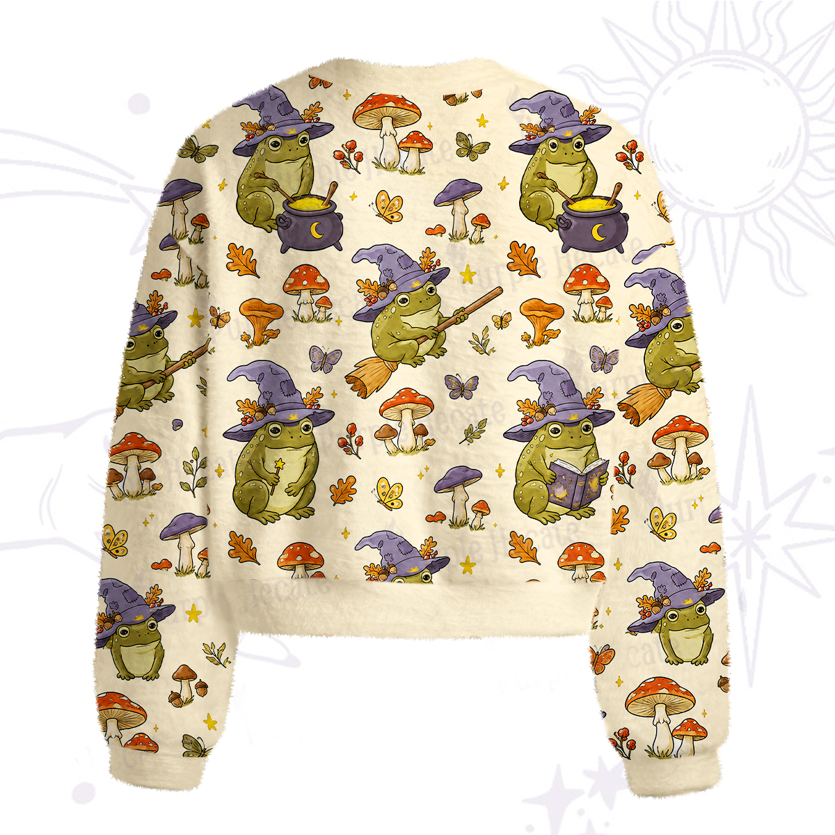Purplehecate Wizard Frog Fuzzy Crewneck Sweater
