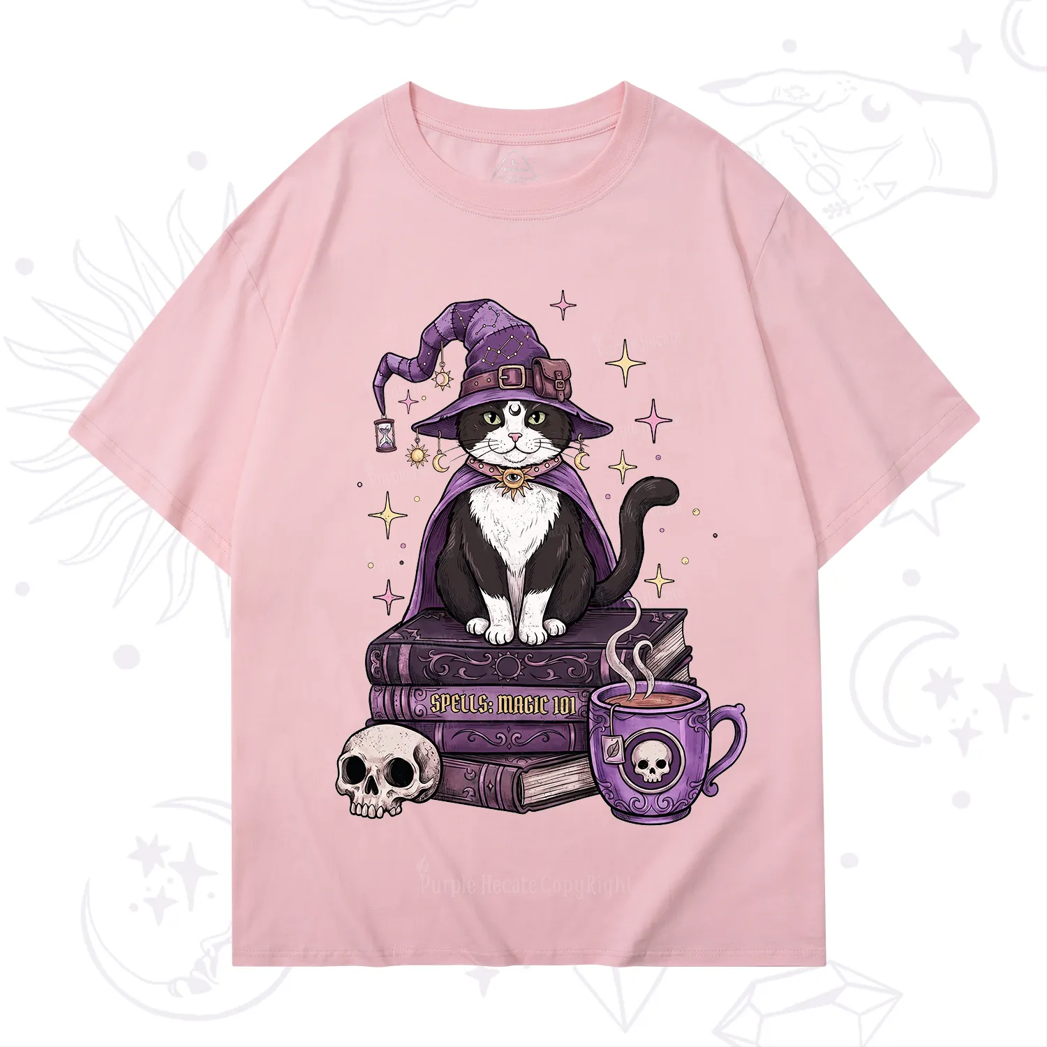 Purplehecate Witchy Cat Spell Books T-Shirt