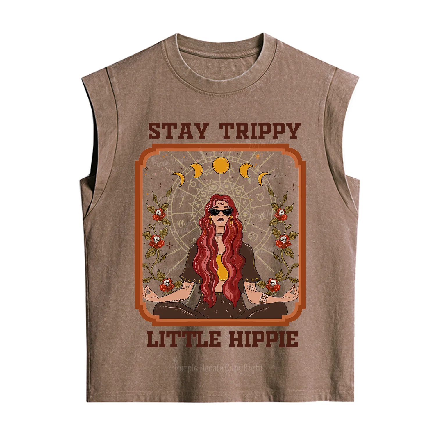 Purplehecate Stay Trippy Little Witchy Hippie Vintage Washed Tank