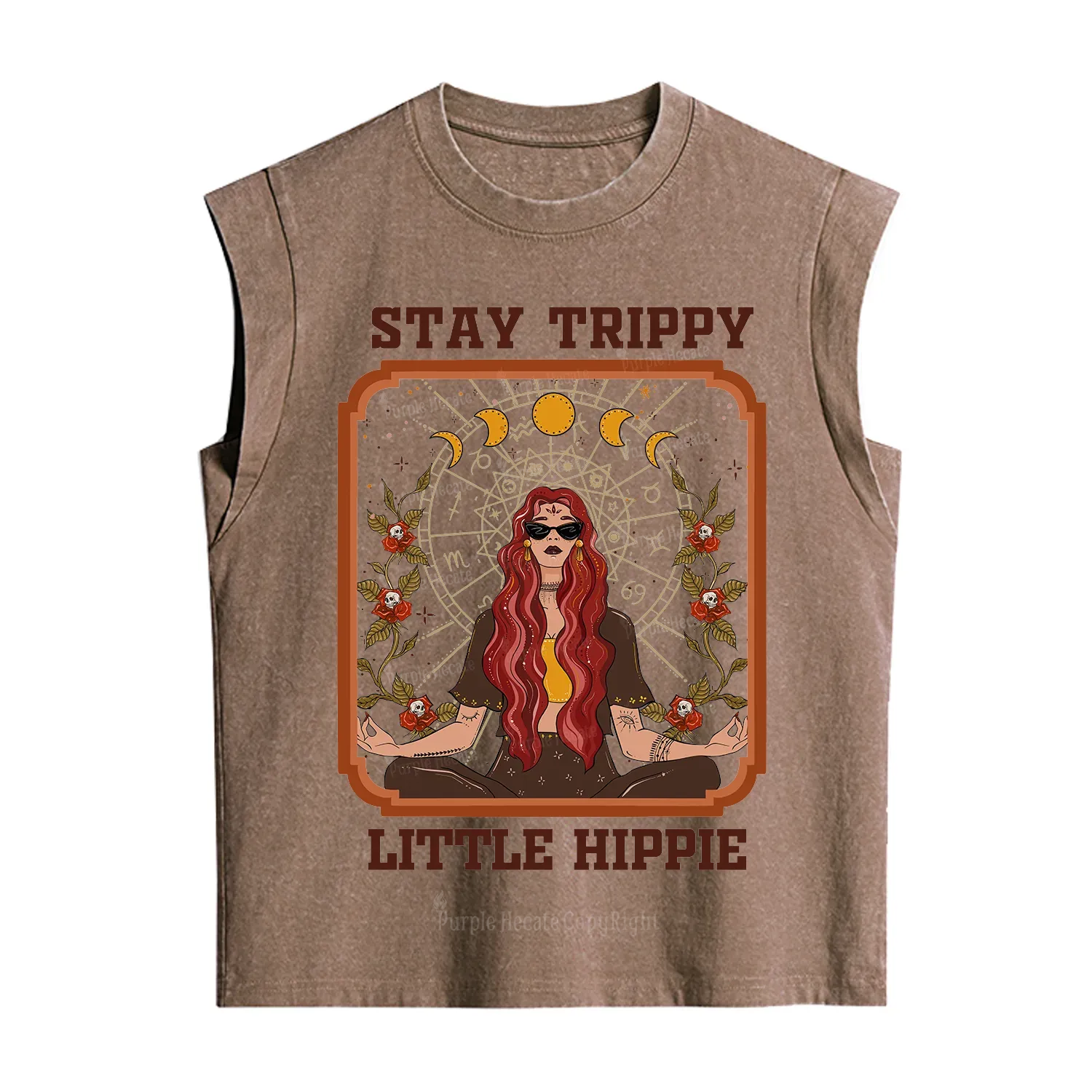 Purplehecate Stay Trippy Little Witchy Hippie Vintage Washed Tank