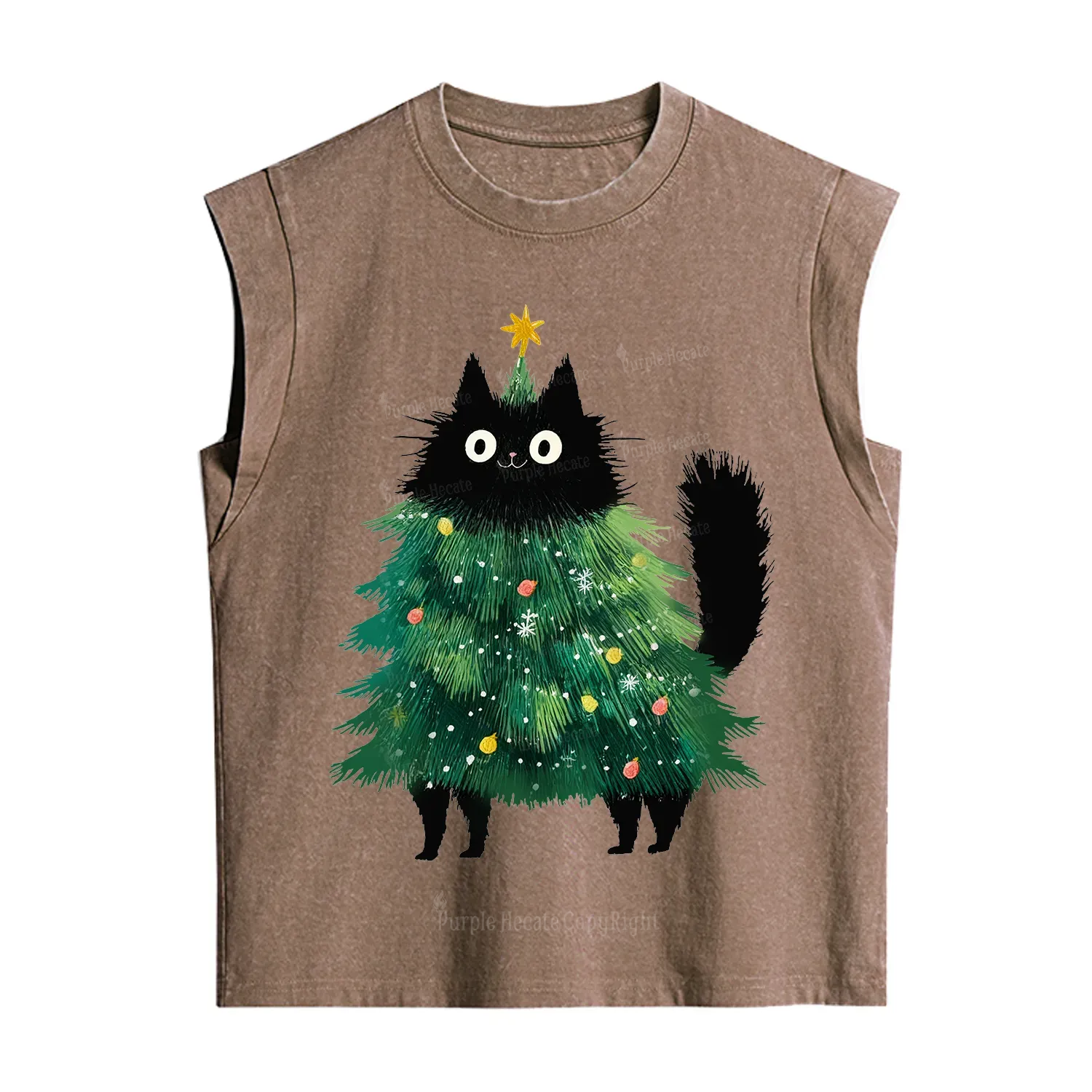 Purplehecate Black Cats Christmas Tree Christmas Vintage Washed Tank