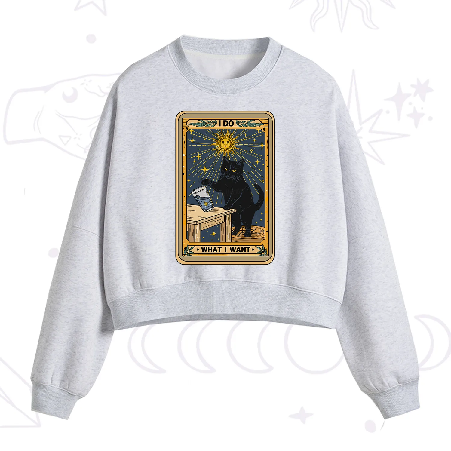 Purplehecate I Do What I Want Cats Fleece Cropped Sweatshirt