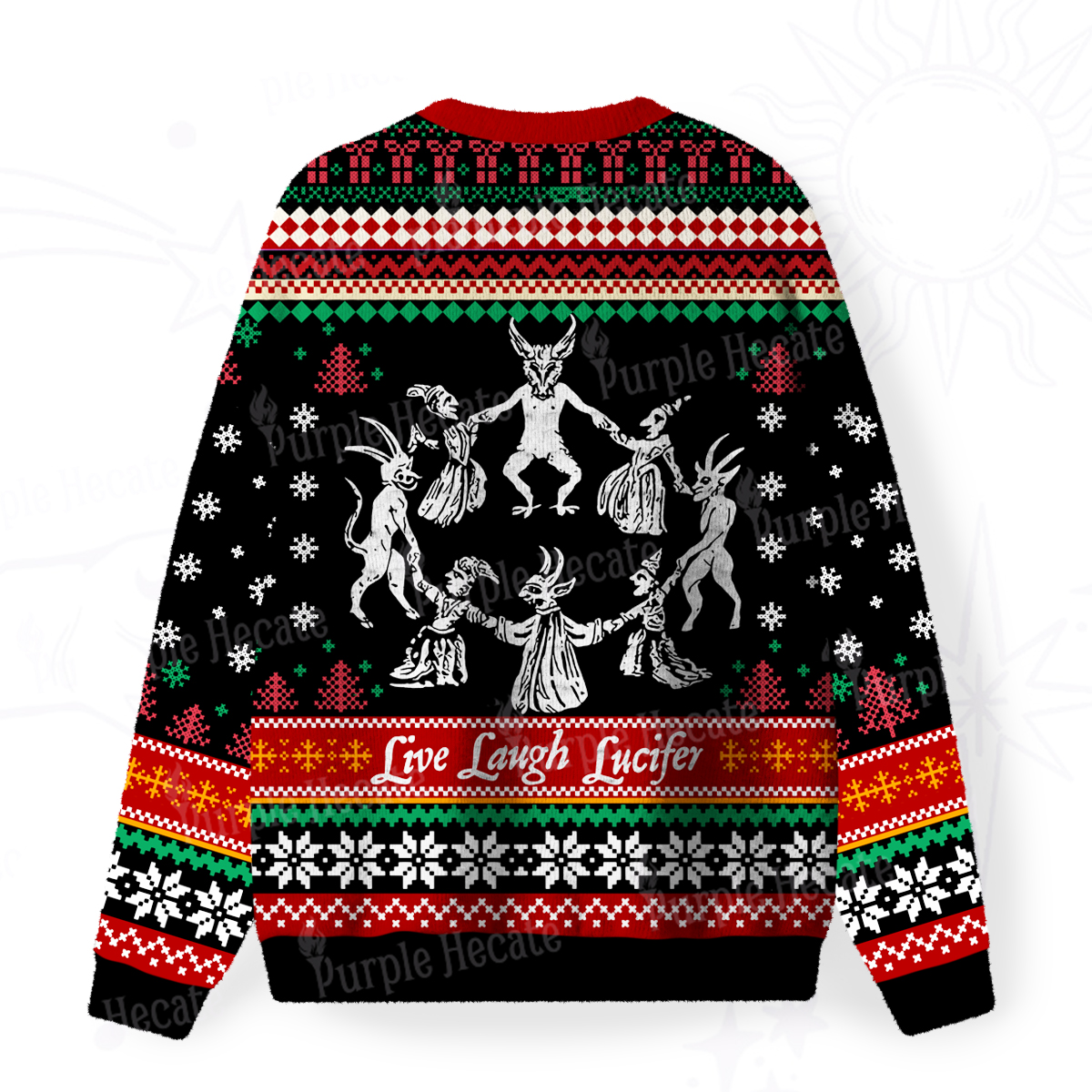 Purplehecate Live Laugh Lucifer Fuzzy Ugly Christmas Sweatshirt