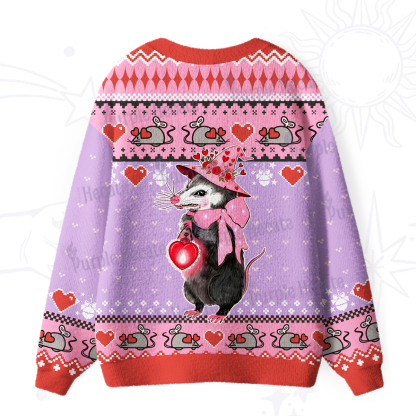 Purplehecate Funny Love Opossum Ugly Cardigan Sweaters