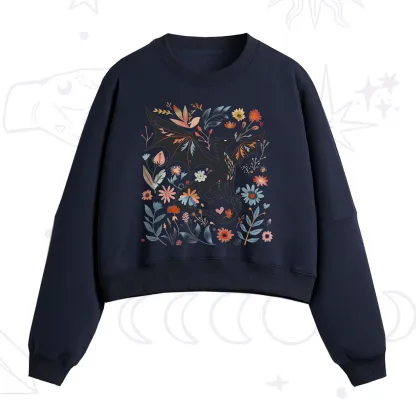 Purplehecate Vintage Fantasy Wyvern Bookish Fleece Cropped Sweatshirt