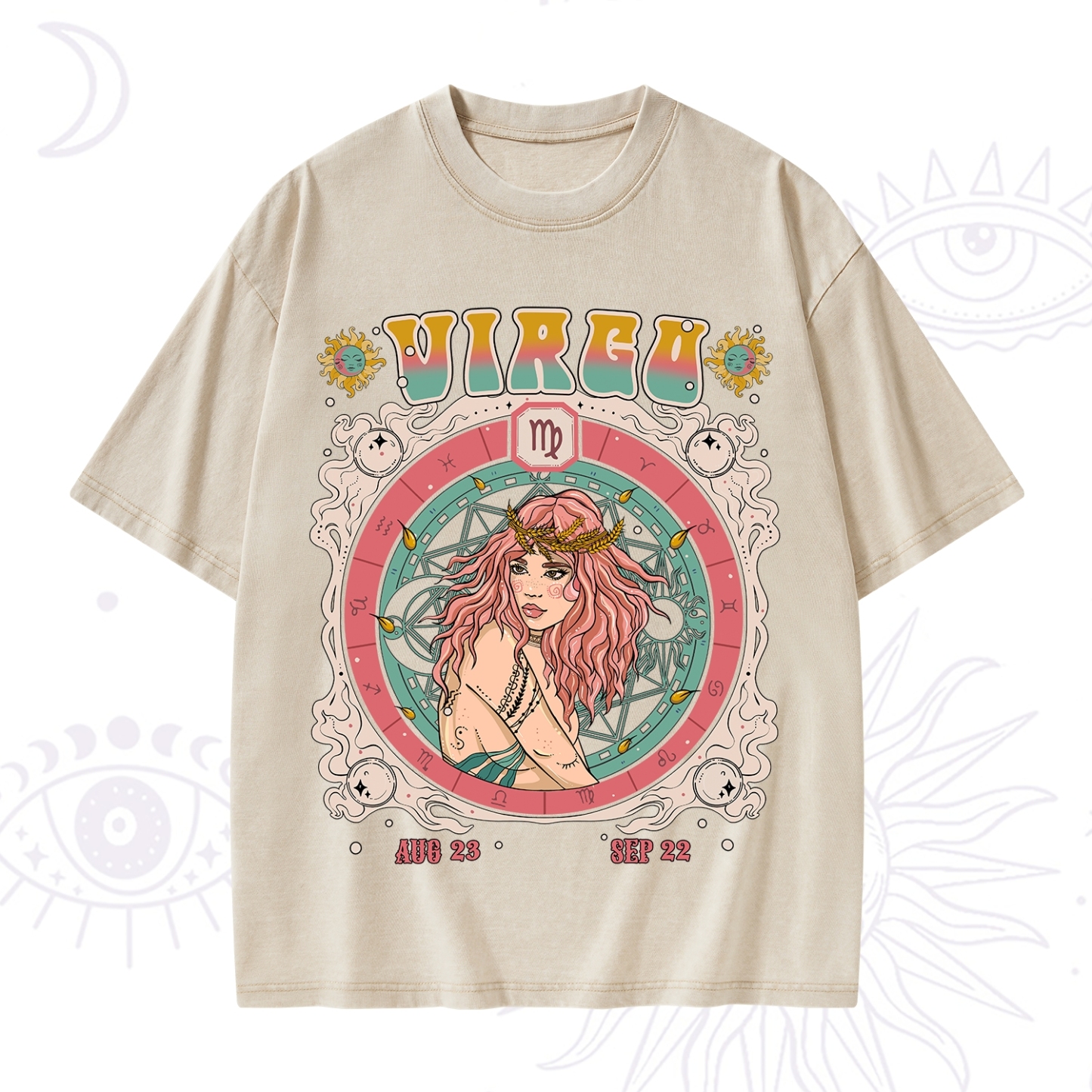 Purplehecate Virgo Cosmic Zodiac Washed T-Shirt