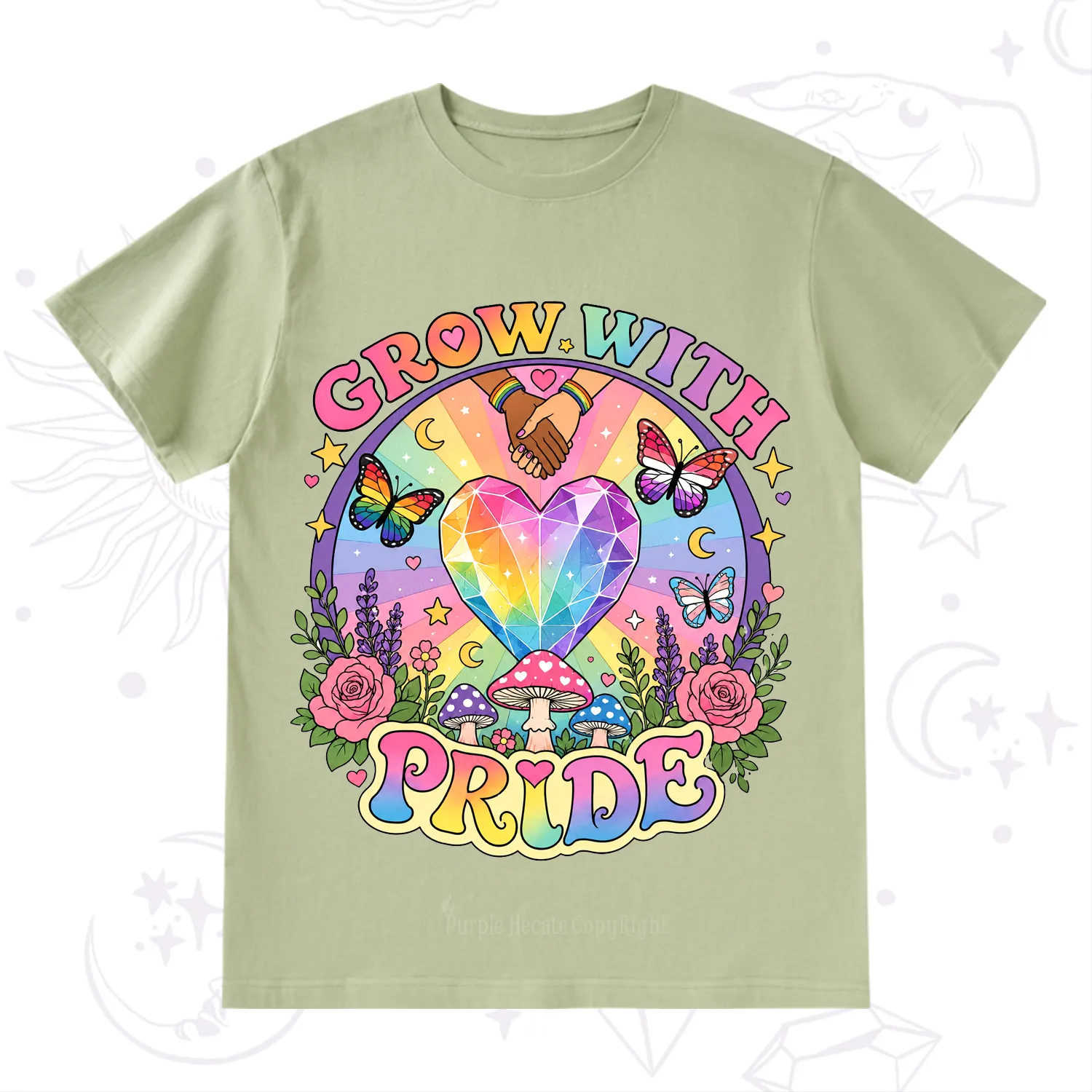 Purplehecate Grow With Pride Rainbow Heart T-Shirt