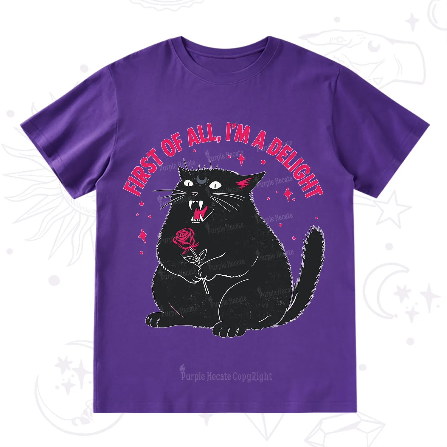 Purplehecate First Of All I'm A Delight Cat T-Shirt