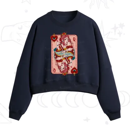 Purplehecate Queen of Hearts Fleece Cropped Sweatshirt