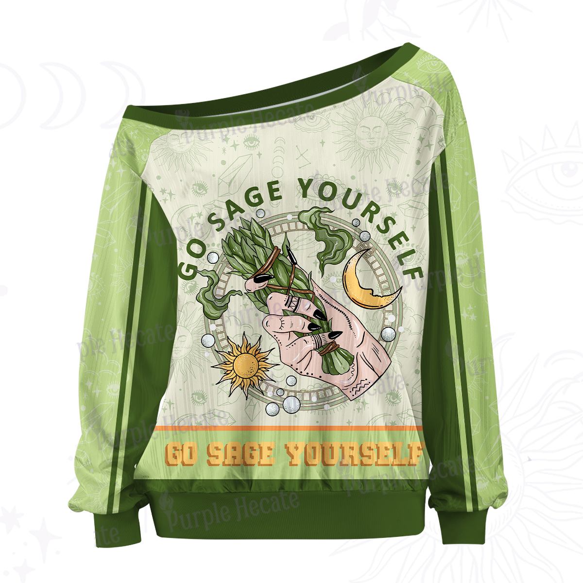 Purplehecate Go Sage Yourself Off The Shoulder Graphic Jersey