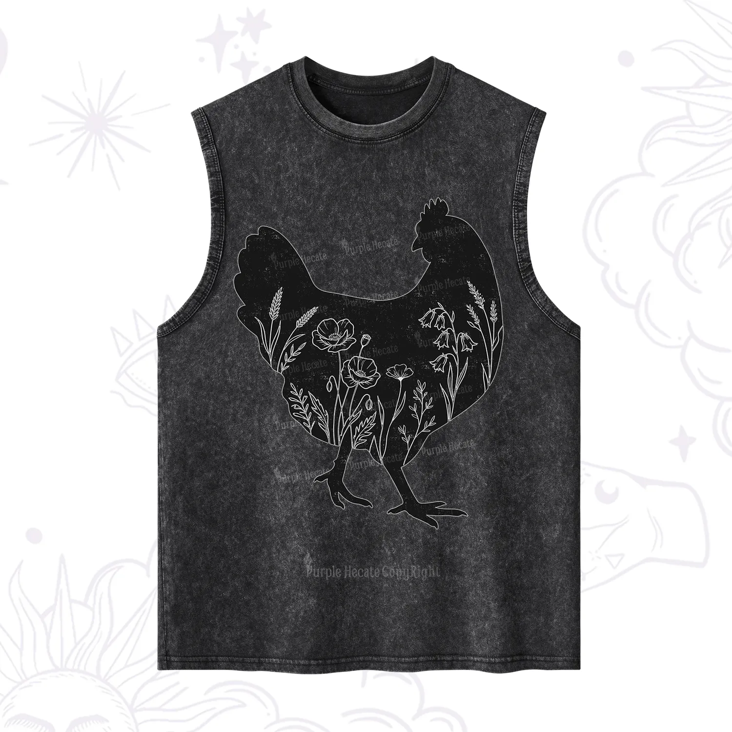 Purplehecate Floral Chicken Washed Tank