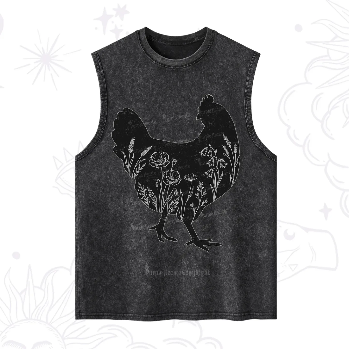 Purplehecate Floral Chicken Washed Tank