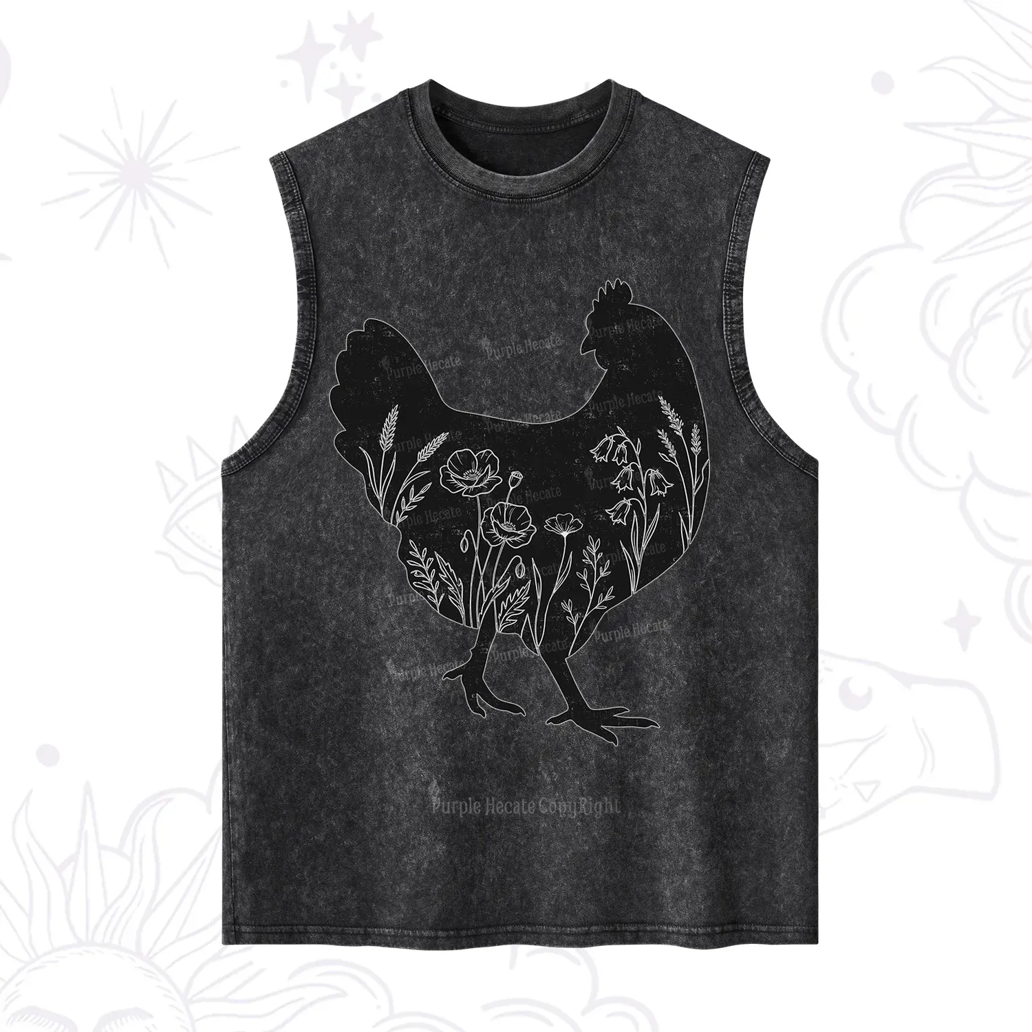 Purplehecate Floral Chicken Washed Tank