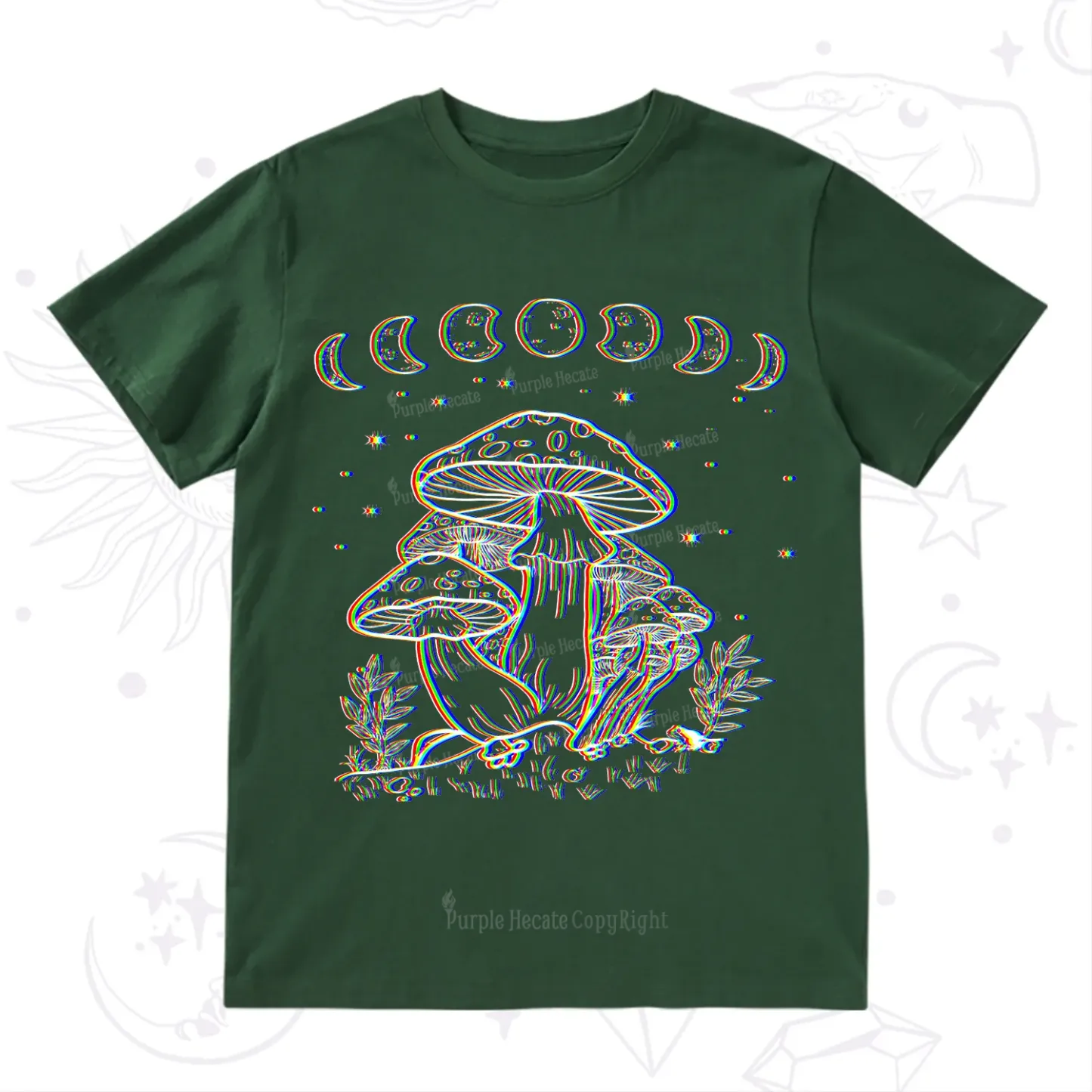 Purplehecate Mushroom and Moon T-Shirt