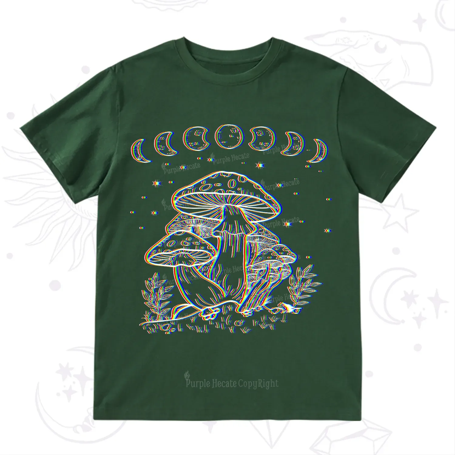Purplehecate Mushroom and Moon T-Shirt
