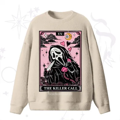 Purplehecate The Killer Call Tarot Card Fuzzy Ugly Sweater