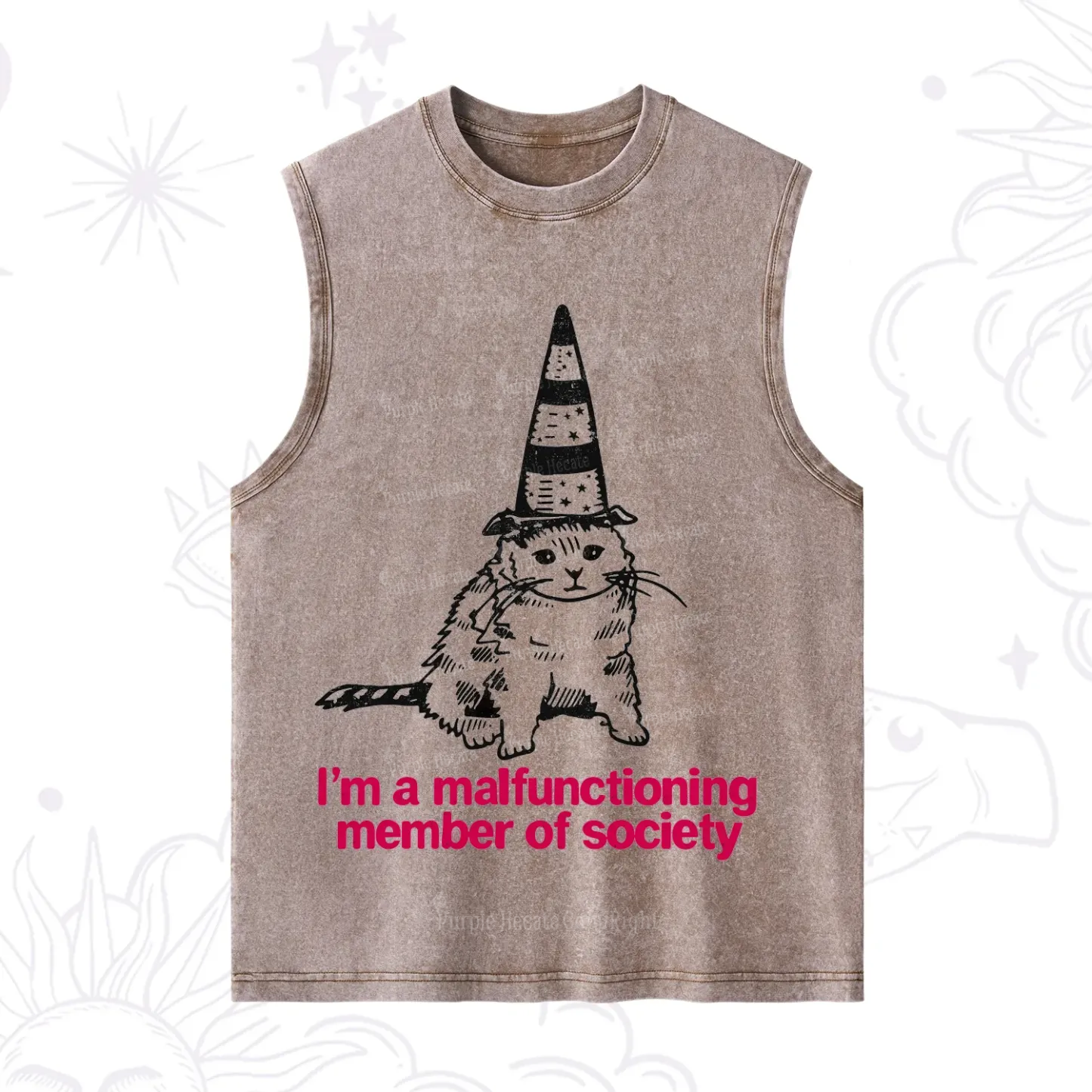 Purplehecate Social Anxiety Cat Washed Tank