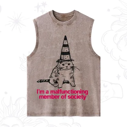 Purplehecate Social Anxiety Cat Washed Tank