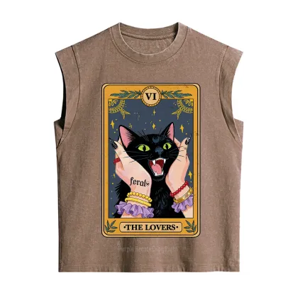 Purplehecate The Lovers Tarot Feral Cat Vintage Washed Tank